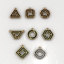 1.jpg Archivo STL Colgante dorado de esmalte geométrico en 3D・Idea de impresión 3D para descargar