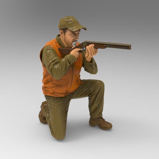 Hunter Kneeling Aiming Rifle 1/32 Scale – Shooting Pose Figure for Dioramas