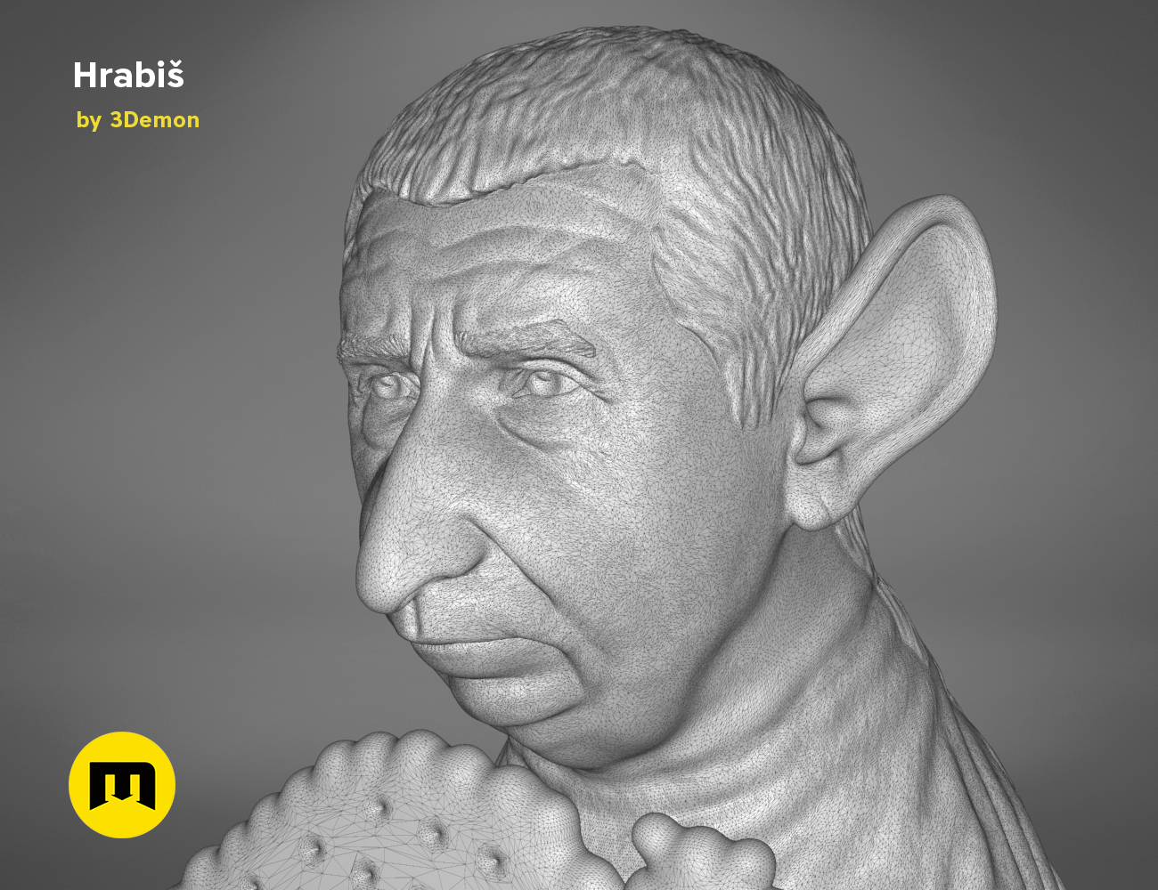 Babis_wire-Studio-1.1009.png Télécharger fichier OBJ Hrabis - Caricature du premier ministre tchèque • Objet imprimable en 3D, 3D-mon