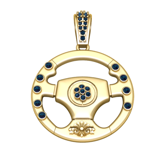 Steering Wheel Luxury Pendant - 3D Printable Jewelry STL - Automotive Sports Car Charm