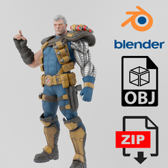 Portada-2.png OBJ file Cable Deadpool Lowpoly Rigged・3D print object to download