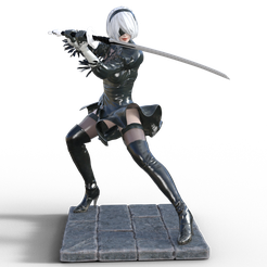 Nier-2B-Automata-sword-pose.png STL file Nier 2B - Automata sword pose・3D printable model to download