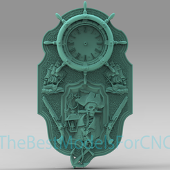 Pirate-Skeleton-in-Clock.png Modèle 3D Fichier STL pour CNC Router Laser & 3D Printer Pirate Skeleton in Clock