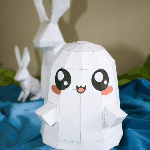 Cute_Ghost_4.png Ghost Lowpoly - Papercraft Template (No 3D Print)