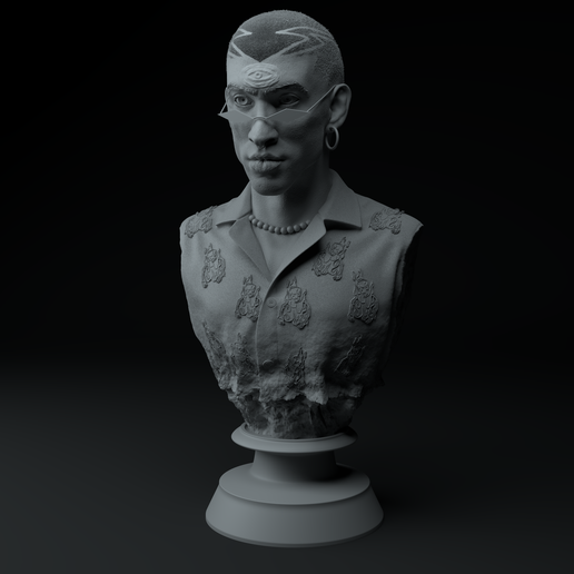 2.png Busto 3D Premium STL do Bad Bunny Third Eye Edition
