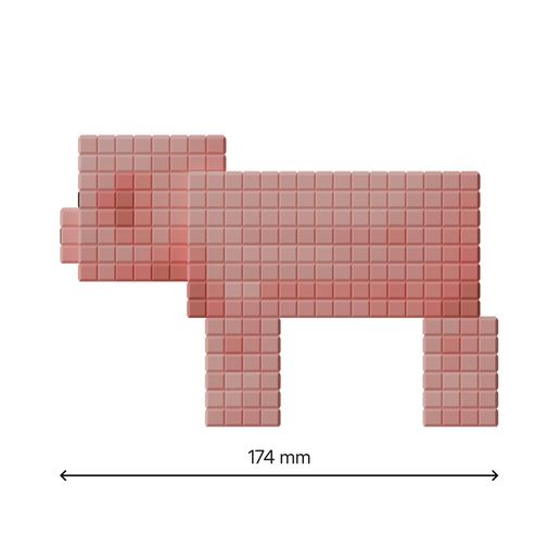 pixel-art-pig-3d-print-stl-dimensions-side-view.jpg Pixelated Pig - Cochon - STL File - Pixel Art 3D Model - 3D Printing - Support-Free - Magnetic Assembly - Creature - Minecraft