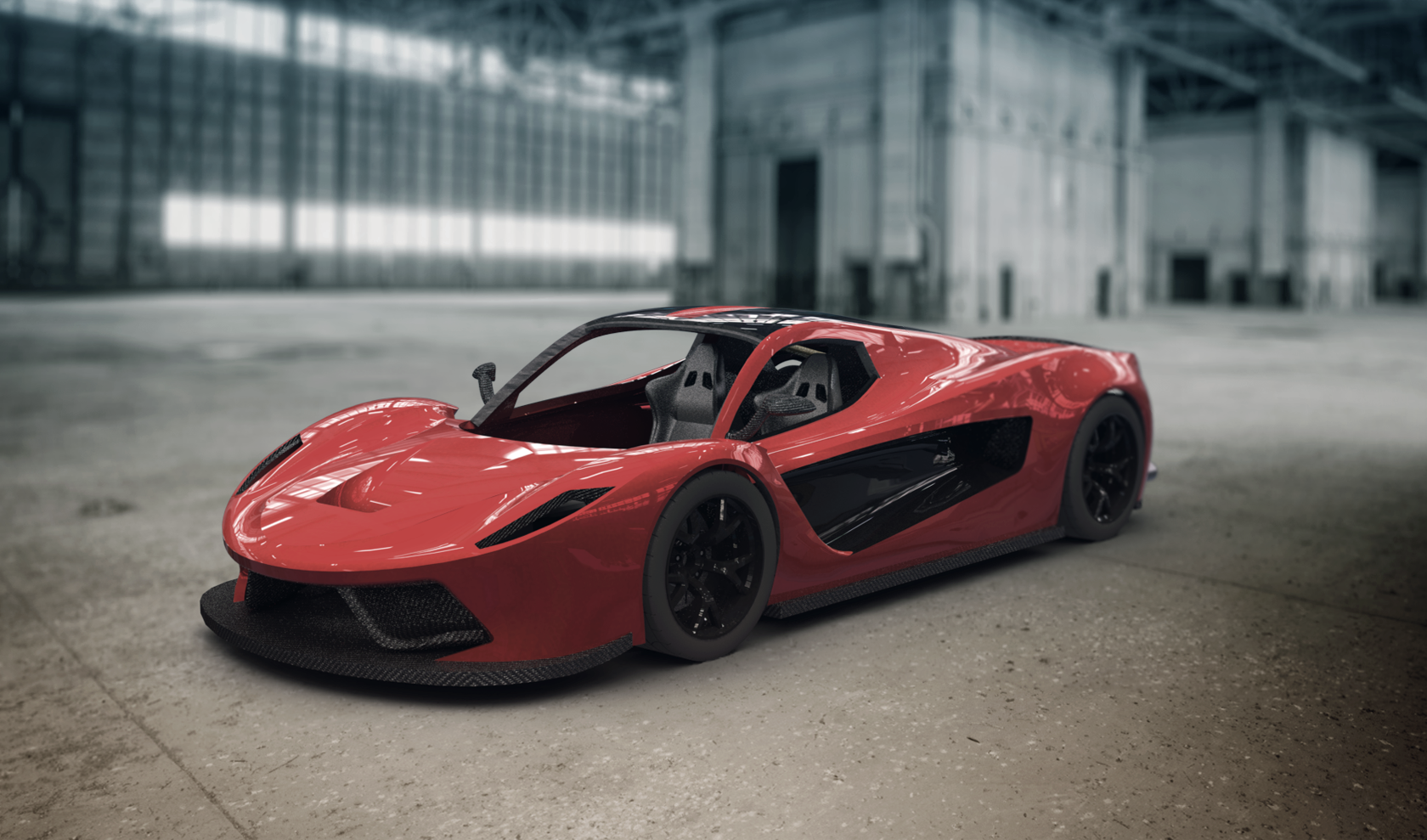 hangar-rendering-car-red.png Download STL file V8 Supercar • 3D printer model, Dekro