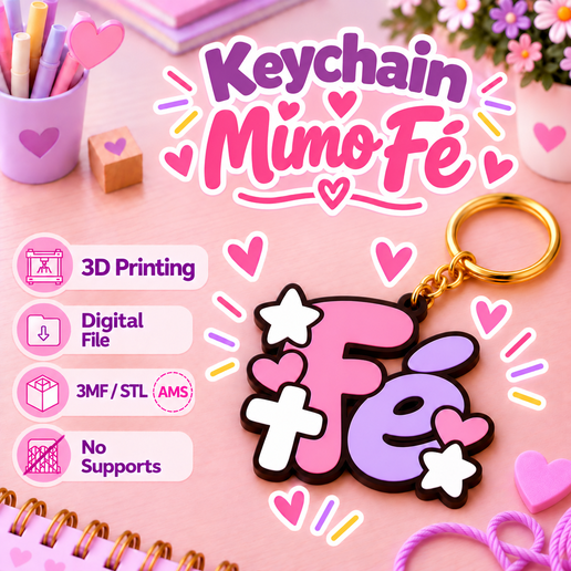 Cute Faith (Portuguese) Keychain