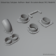 New-Project-2021-08-27T102615.688.png Exhaust tips / tail pipes - Bull horn - Bezel - for custom diecast / RC / Model kit