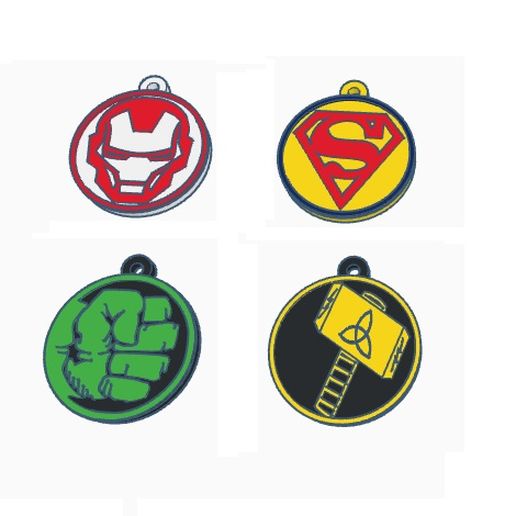 Pack 1 avenger key rings 3D model