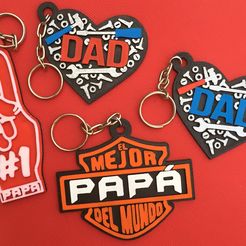 Papás.jpg Fichier OBJ Lot de 3 porte-clés pour la fête des pères・Modèle pour impression 3D à télécharger