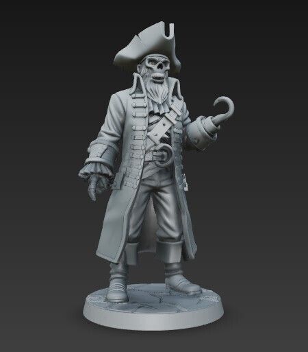 💀 Death on the High Seas – 3D Printable Skeleton Pirate Captain