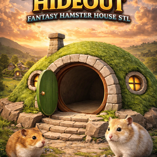 Shire Hill Hideout - Fantasy Hamster House STL (FDM Optimized, No Supports Required)