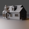 Render4.png N Scale House 'The Centerpoint' 1:160 Scale STL files