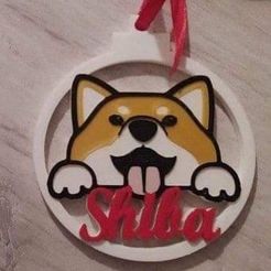 Bola shiba inu.jpg Fichier STL Boule de Noël Shiba inu design de chien・Objet pour impression 3D à télécharger