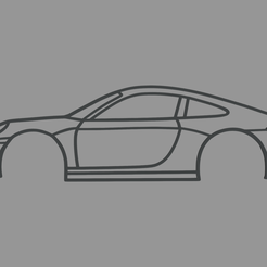 Porsche_911_2023_Wall_Silhouette_Render_01.png STL file Porsche 911 2023 Wall Silhouette・3D printer design to download