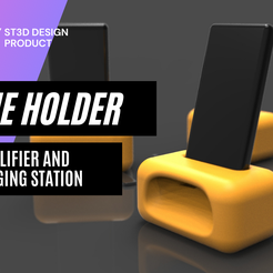 Pink and Purple Sporty Gradient Fitness YouTube Thumbnail.png Phone Holder with Amplifier and Charging station 3D print model
