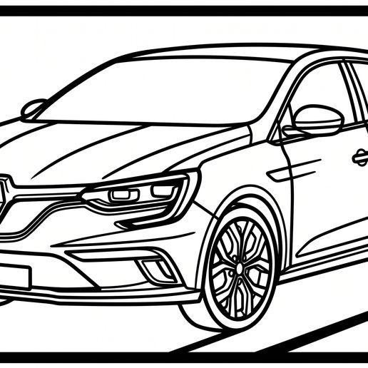 Renault Megane 4 Hatchback 2D Wall Art - Modern Car Silhouette Framed Sign STL