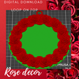 _Rose-wreath-with-loop2.png Rose circle decor / Frame / rose realistic flower decor / wall decor / Rose frame / Wedding decor / centerpiece