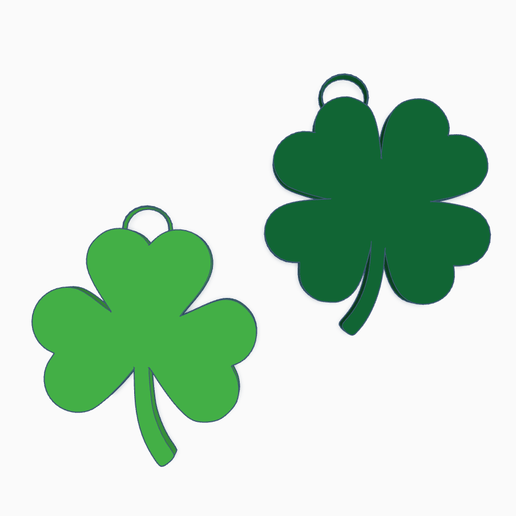 St. Patrick's Day Four-Leaf Clover & Three-Leaf Shamrock Necklace Pendant and Chain