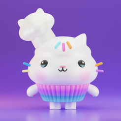 PASTELILLO.png STL file Cakey cat cupcake Gabby dollhouse cupcake・3D printing idea to download