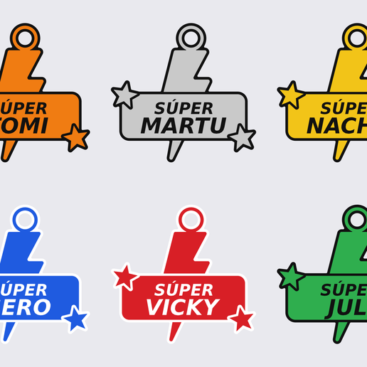 Llavero rayo Súper con nombre / Lightning bolt name keychain