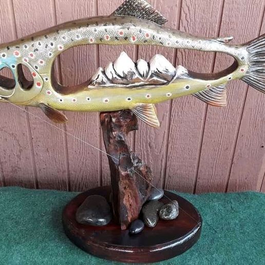 salmon scene with bears 3D model