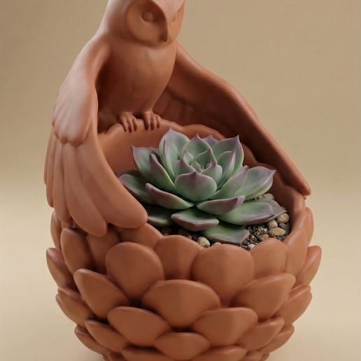 Owl Succulent Planter STL – Cute Bird Plant Pot for Succulents & Cacti