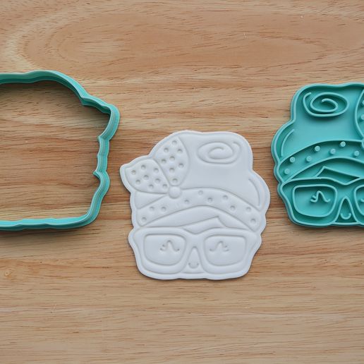 Mrs Claus Head Cookie Cutter - 3D model önizlemesi