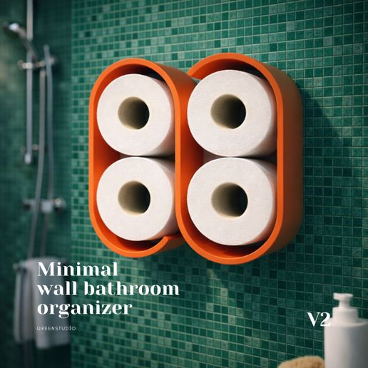 Minimal Wall Bathroom Organizer V2 – Universal Print (4 Rolls)