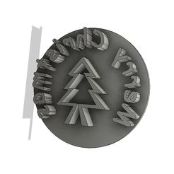 merry-christmas-text-hollow-tree-v1.jpg Download STL file Merry Christmas with tree cupcake stamp • Template to 3D print, thebigflyin