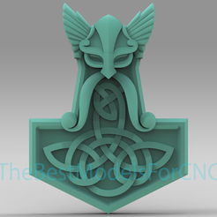 Thor-Hammer-Sign.png 3D Modell STL Datei für CNC Router Laser & 3D Drucker Thor Hammer Schild