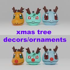 kanto-starters-00.jpg Pokemon Kanto Starters Christmas Tree Decor/Ornament