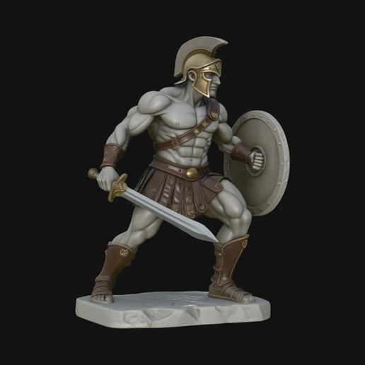 Spartan Warrior Statue Design 4 - 3D Print Model