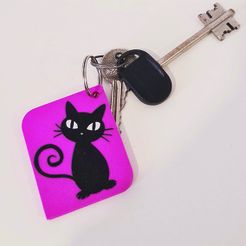 Curly-Cat-Print.jpg Keychain: Curly Cat I