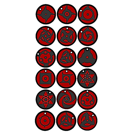 STL file All Sharingan Forms Keychains・Template to download and 3D ...