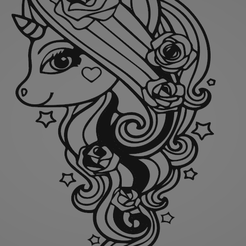 Untitled.png Download STL file 2D Beauty unicorn • Template to 3D print, LazyLunatic