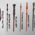 WANDS.jpg 8 Wands from Harry Potter films (Harry, Sauco, Luna, Bellatrix, Wormtail,Fleur..)