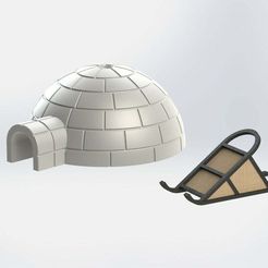 Igloo_and_Dog_Sled-render1_display_large.jpg Free STL file Igloo and Dog Sled・3D printer model to download