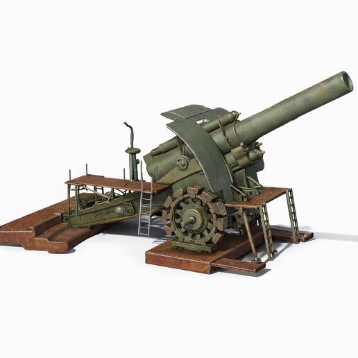 WW1 German Big Bertha Howitzer STL | 3D Printable Artillery Cannon Model | 1:35 / 1:72 Scale | Historical War Miniature Digital Download