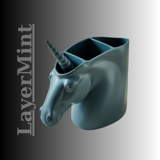 🦄 Unicorn Head Desk Organizer 3D Printable STL Pen Holder・ 3D File