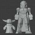 mando-and-baby-2.jpg Mandalorian and Baby Grogu Low Poly Action Figures