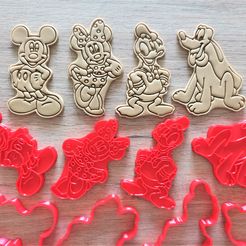 IMG_20230304_140031.jpg STL file Mickey Mouse, Minnie, Pluto and Donald cookie cutters・3D print design to download