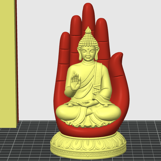 Buddha Meditation Statue in Palm Throne – Lotus Base STL 3MF