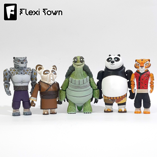 Flexi Kung Fu Panda Collection – Full 5-Model Collection | Articulated Fidget Figures | Flexi Toys | 3MF Included