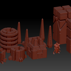 Preview1.png Free 3D file DoW Necron Buildings Terrain Set・Design to download and 3D print