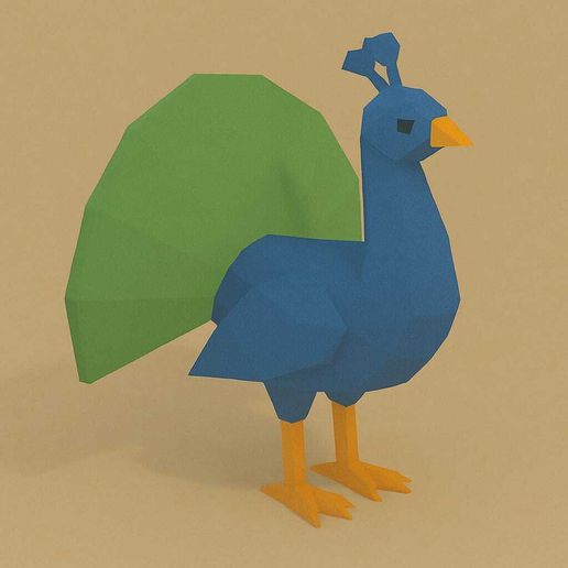 Low Poly Peacock – 3D Printable STL Model 3D model