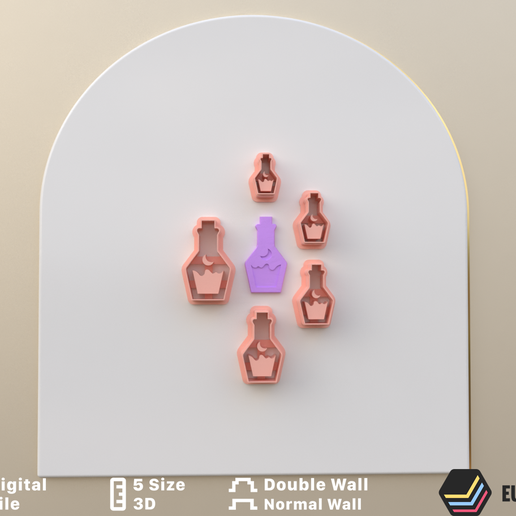 POLYMER CLAY CUTTERS Poison potion in 5 sizes and 2 cut versions/EULITEC.COM/CC/COPYRIGHTED LICENSE 3D model
