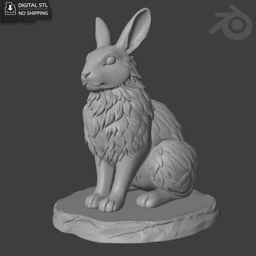 Cute Rabbit STL - Bunny Statue 3D Print Model | Support Free | Digital Download | No Shipping