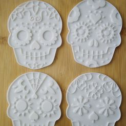 calaveras.jpg OBJ-Datei Keksausstecher-Set zum Tag der Toten. Zuckerschädel・Modell für 3D-Drucker zum Herunterladen